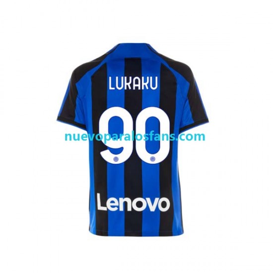 Camiseta de Fútbol Inter Milan Romelu Lukaku 90 Hombre Casa 2022-2023 Manga Corta
