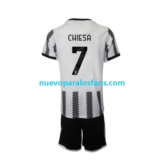 Camiseta de Fútbol Juventus Chiesa 7 Niño Casa 2022-2023 Manga Corta