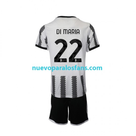 Camiseta de Fútbol Juventus Di Maria 22 Niño Casa 2022-2023 Manga Corta
