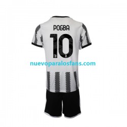 Camiseta de Fútbol Juventus Pogba 10 Niño Casa 2022-2023 Manga Corta