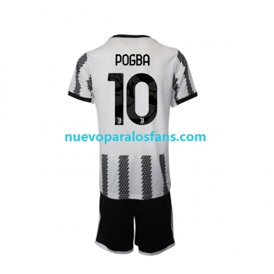 Camiseta de Fútbol Juventus Pogba 10 Niño Casa 2022-2023 Manga Corta