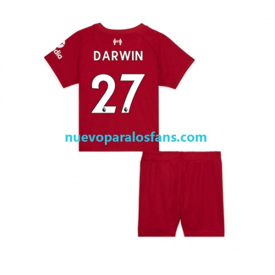Camiseta de Fútbol Liverpool Darwin Nunez 27 Niño Casa 2022-2023 Manga Corta