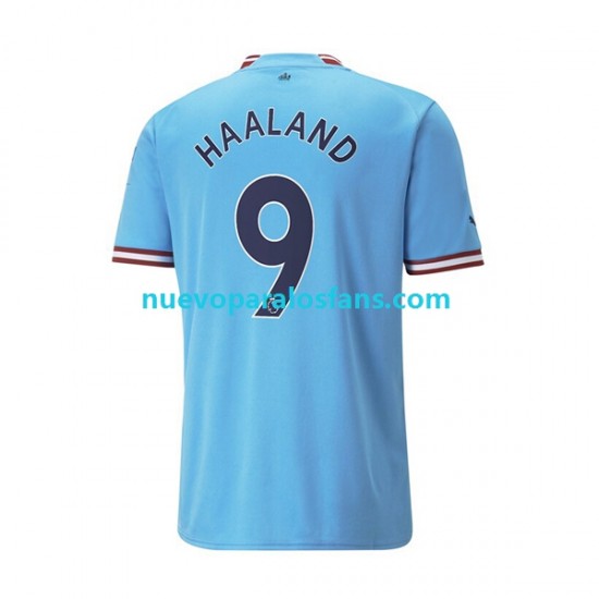 Camiseta de Fútbol Manchester City Haaland 9 Hombre Casa 2022-2023 Manga Corta