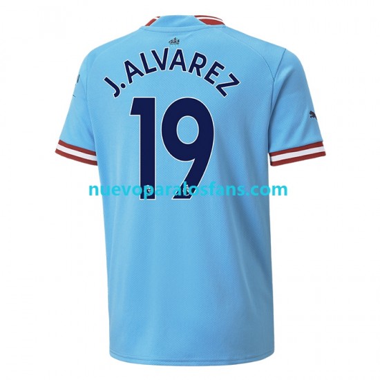 Camiseta de Fútbol Manchester City J. ALVAREZ 19 Hombre Casa 2022-2023 Manga Corta