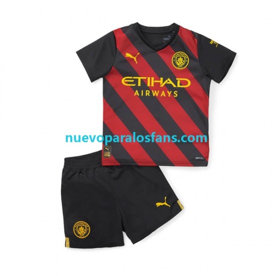 Camiseta de Fútbol Manchester City Niño Exterior 2022-2023 Manga Corta