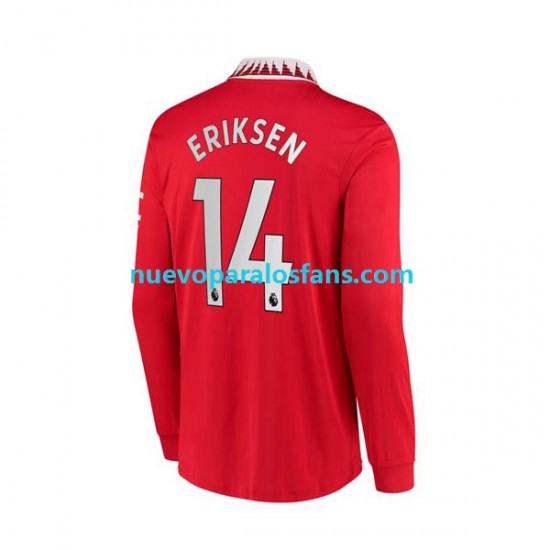 Camiseta de Fútbol Manchester United Christian Eriksen 14 Hombre Casa 2022-2023 Manga Larga