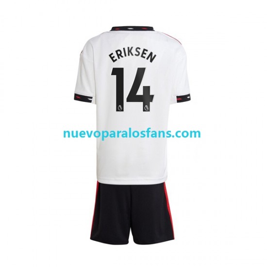 Camiseta de Fútbol Manchester United Christian Eriksen 14 Niño Exterior 2022-2023 Manga Corta
