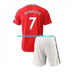 Camiseta de Fútbol Manchester United Cristiano Ronaldo 7 Niño Casa 2022-2023 Manga Corta