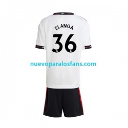 Camiseta de Fútbol Manchester United Elanga 36 Niño Exterior 2022-2023 Manga Corta