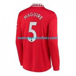 Camiseta de Fútbol Manchester United Harry Maguire 5 Hombre Casa 2022-2023 Manga Larga