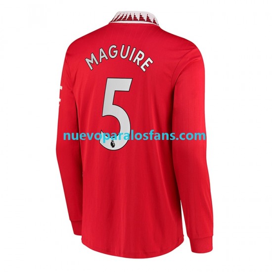 Camiseta de Fútbol Manchester United Harry Maguire 5 Hombre Casa 2022-2023 Manga Larga