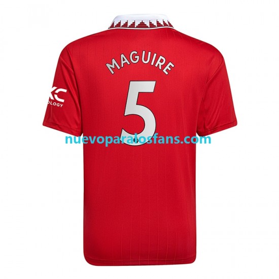 Camiseta de Fútbol Manchester United Harry Maguire 5 Hombre Casa 2022-2023 Manga Corta