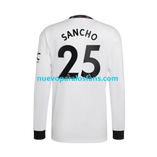 Camiseta de Fútbol Manchester United Jadon Sancho 25 Hombre Exterior 2022-2023 Manga Larga