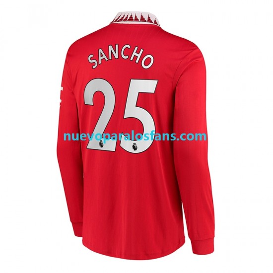Camiseta de Fútbol Manchester United Jadon Sancho 25 Hombre Casa 2022-2023 Manga Larga
