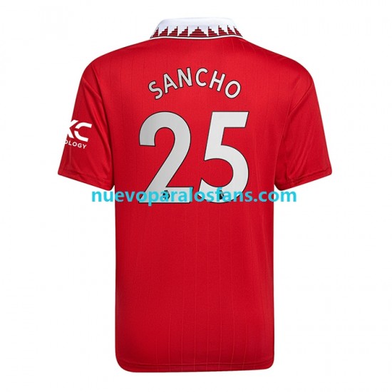 Camiseta de Fútbol Manchester United Jadon Sancho 25 Hombre Casa 2022-2023 Manga Corta