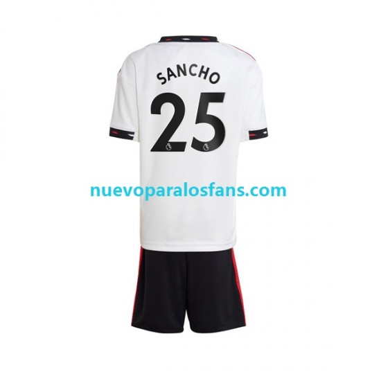 Camiseta de Fútbol Manchester United Jadon Sancho 25 Hombre Niño Exterior 2022-2023 Manga Corta