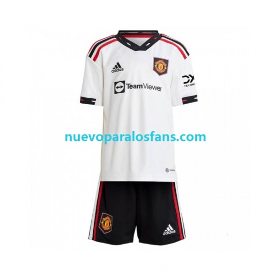 Camiseta de Fútbol Manchester United Niño Exterior 2022-2023 Manga Corta