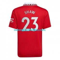 Camiseta de Fútbol Manchester United Luke Shaw 23 Hombre Casa 2022-2023 Manga Corta