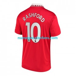 Camiseta de Fútbol Manchester United Rashford 10 Hombre Casa 2022-2023 Manga Corta