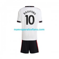 Camiseta de Fútbol Manchester United Rashford 10 Niño Exterior 2022-2023 Manga Corta