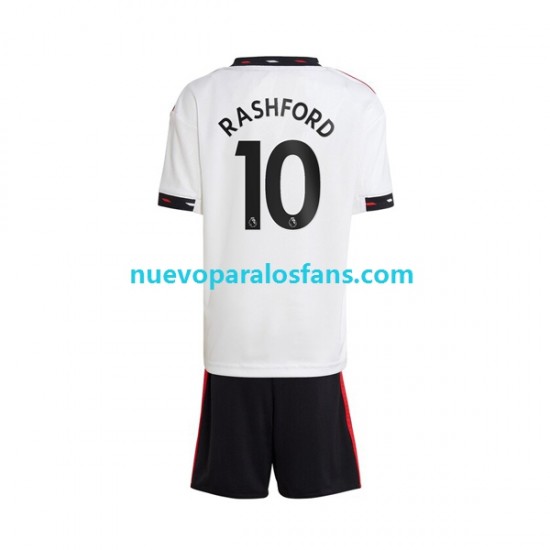 Camiseta de Fútbol Manchester United Rashford 10 Niño Exterior 2022-2023 Manga Corta