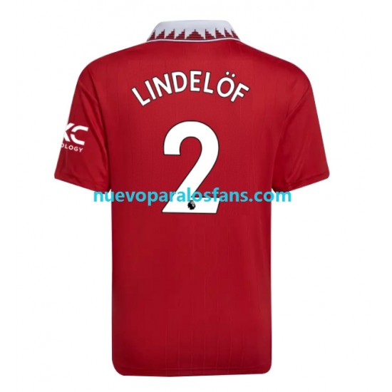 Camiseta de Fútbol Manchester United Victor Lindelof 2 Hombre Casa 2022-2023 Manga Corta