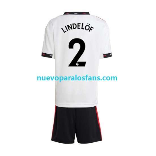 Camiseta de Fútbol Manchester United Victor Lindelof 2 Niño Exterior 2022-2023 Manga Corta