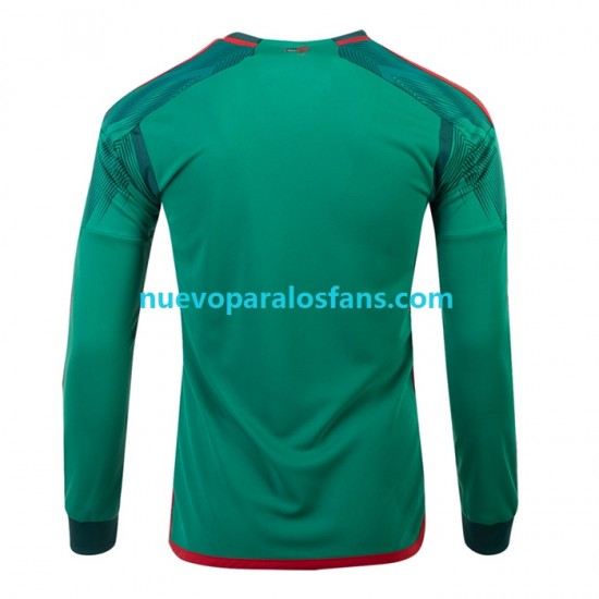 Camiseta de Fútbol México Hombre Casa Copa Mundial 2022 Manga Larga