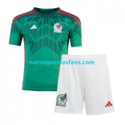 Camiseta de Fútbol México Niño Casa Copa Mundial 2022 Manga Corta