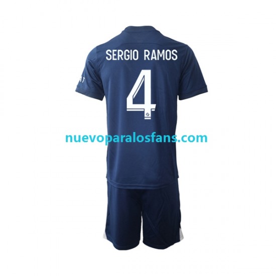 Camiseta de Fútbol Paris Saint-Germain Sergio Ramos 4 Niño Casa 2022-2023 Manga Corta