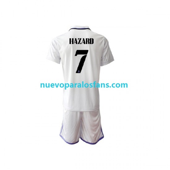 Camiseta de Fútbol Real Madrid Eden Hazard 7 Niño Casa 2022-2023 Manga Corta
