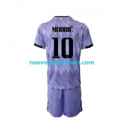 Camiseta de Fútbol Real Madrid Modrić 10 Niño Exterior 2022-2023 Manga Corta