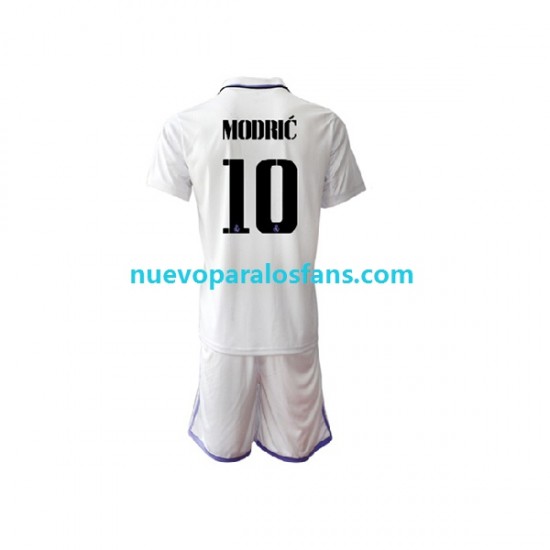 Camiseta de Fútbol Real Madrid Modrić 10 Niño Casa 2022-2023 Manga Corta
