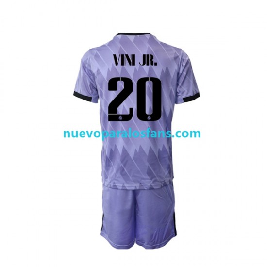 Camiseta de Fútbol Real Madrid Vinicius Junior 20 Niño Exterior 2022-2023 Manga Corta
