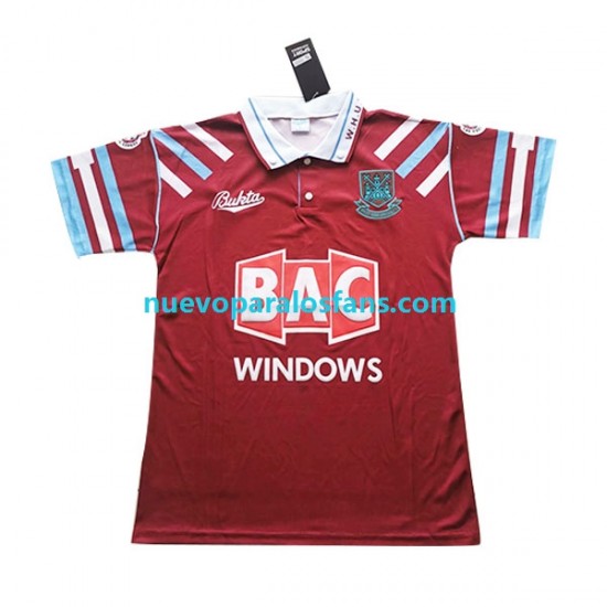 Camiseta de Fútbol West Ham United Retro Hombre Casa 1991-1992 Manga Corta