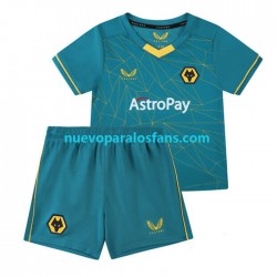 Camiseta de Fútbol Wolverhampton Wanderers Niño Exterior 2022-2023 Manga Corta