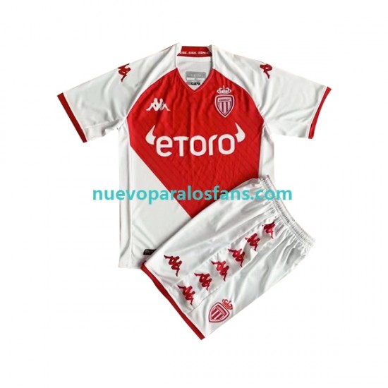 Camiseta de Fútbol AS Monaco Niño Casa 2022-2023 Manga Corta