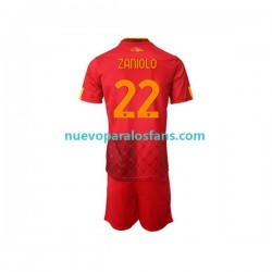 Camiseta de Fútbol AS Roma Nicolo Zaniolo 22 Niño Casa 2022-2023 Manga Corta