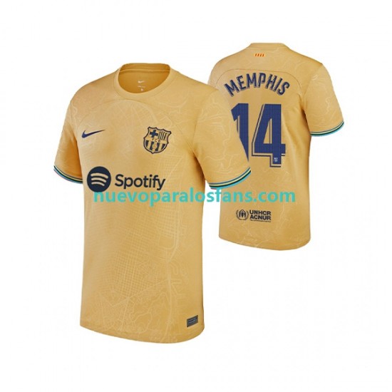 Camiseta de Fútbol FC Barcelona Memphis Depay 14 Hombre Exterior 2022-2023 Manga Corta