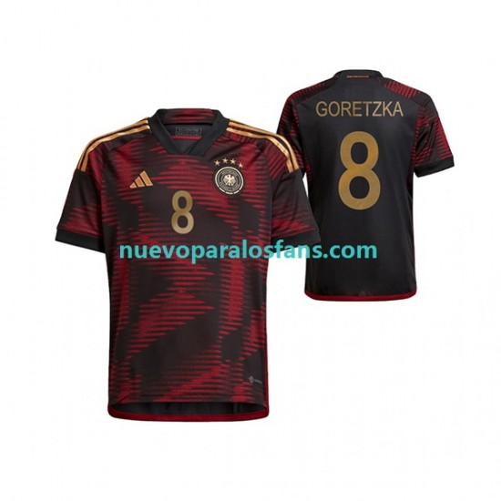 Camiseta de Fútbol Alemania Leon Goretzka 8 Hombre Exterior Copa Mundial 2022 Manga Corta