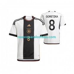 Camiseta de Fútbol Alemania Leon Goretzka 8 Hombre Casa Copa Mundial 2022 Manga Corta