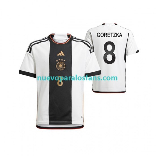 Camiseta de Fútbol Alemania Leon Goretzka 8 Hombre Casa Copa Mundial 2022 Manga Corta