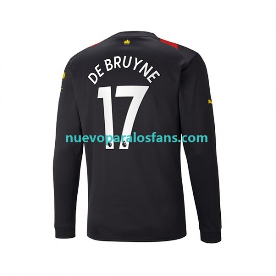 Camiseta de Fútbol Manchester City De Bruyne 17 Hombre Exterior 2022-2023 Manga Larga