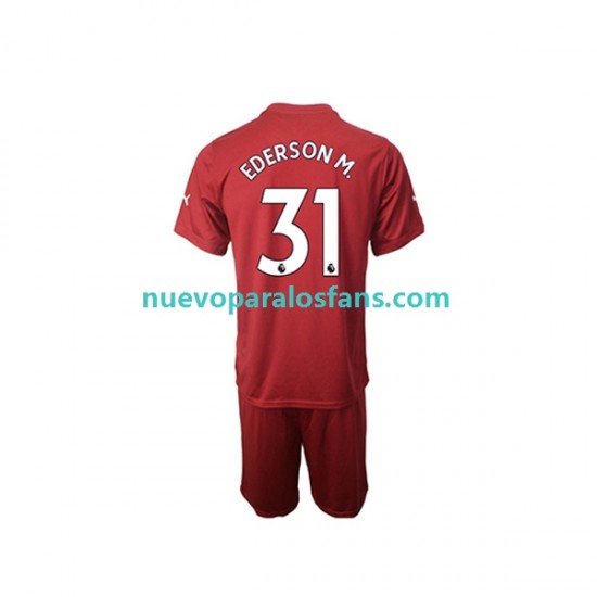 Camiseta de Fútbol Manchester City Ederson M. 31 Portero Niño Casa 2022-2023 Manga Corta