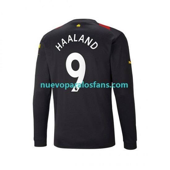 Camiseta de Fútbol Manchester City Haaland 9 Hombre Exterior 2022-2023 Manga Larga
