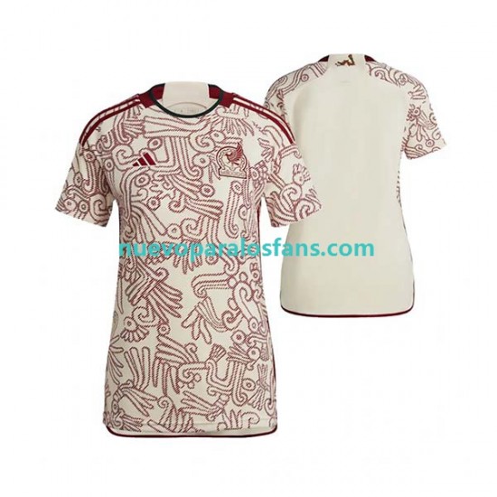 Camiseta de Fútbol México Mujer Exterior Copa Mundial 2022 Manga Corta