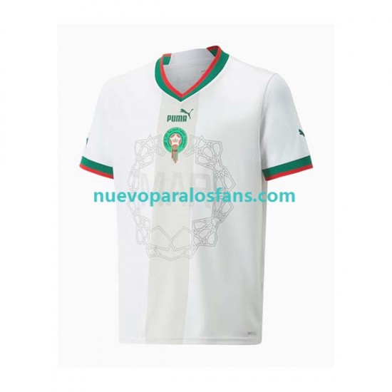 Camiseta de Fútbol Marruecos Hombre Exterior Copa Mundial 2022 Manga Corta