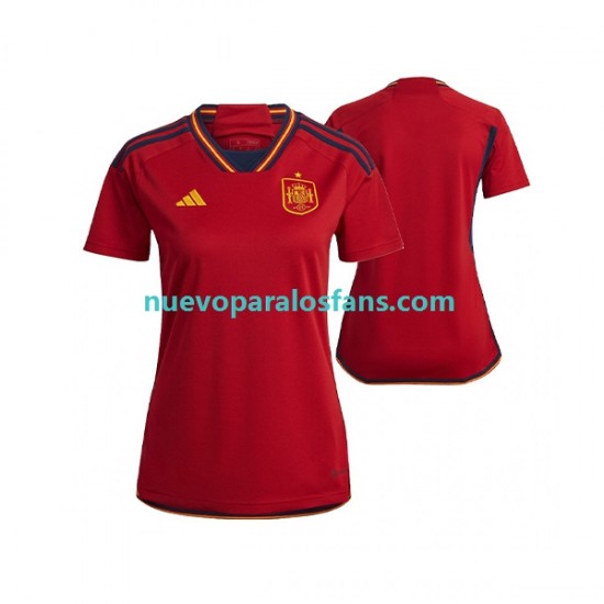 Camiseta de Fútbol España Mujer Casa Copa Mundial 2022 Manga Corta