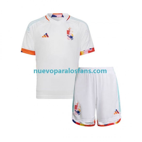 Camiseta de Fútbol Bélgica Niño Exterior Copa Mundial 2022 Manga Corta