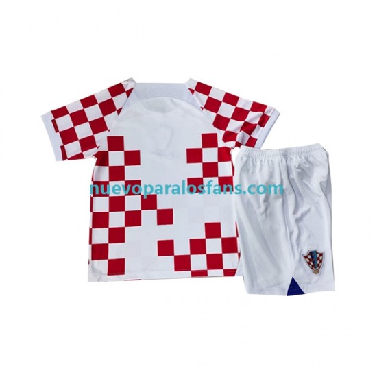 Camiseta de Fútbol Croacia Niño Casa Copa Mundial 2022 Manga Corta